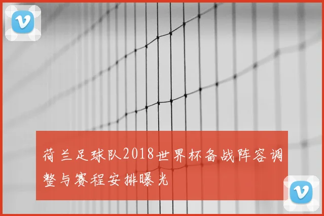 荷兰足球队2018世界杯备战阵容调整与赛程安排曝光